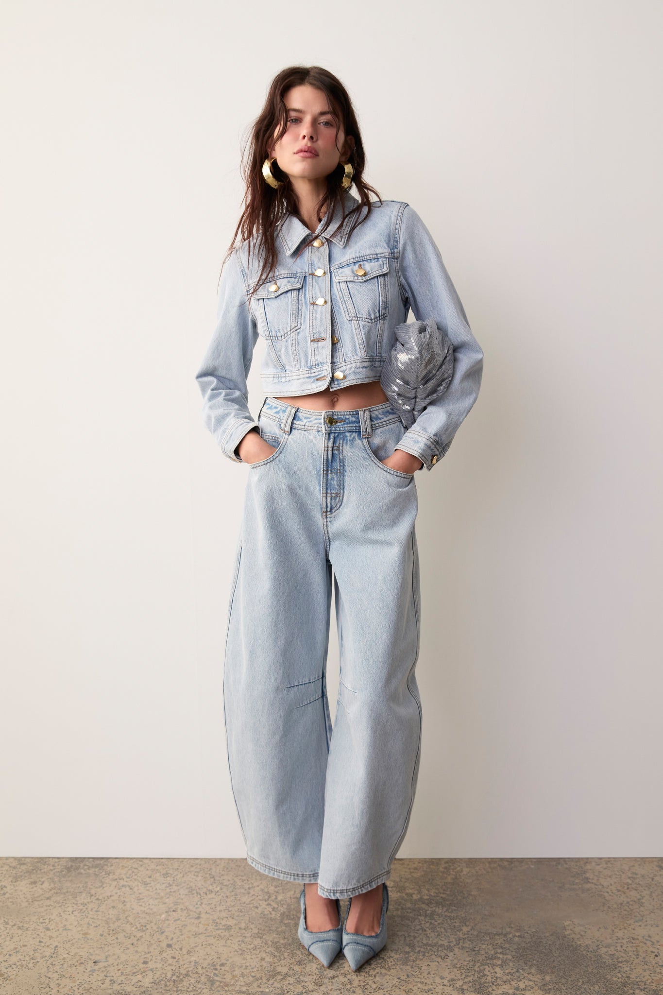 Kai Denim Cropped Jacket | Light Wash Blue | Aje – Aje NZ