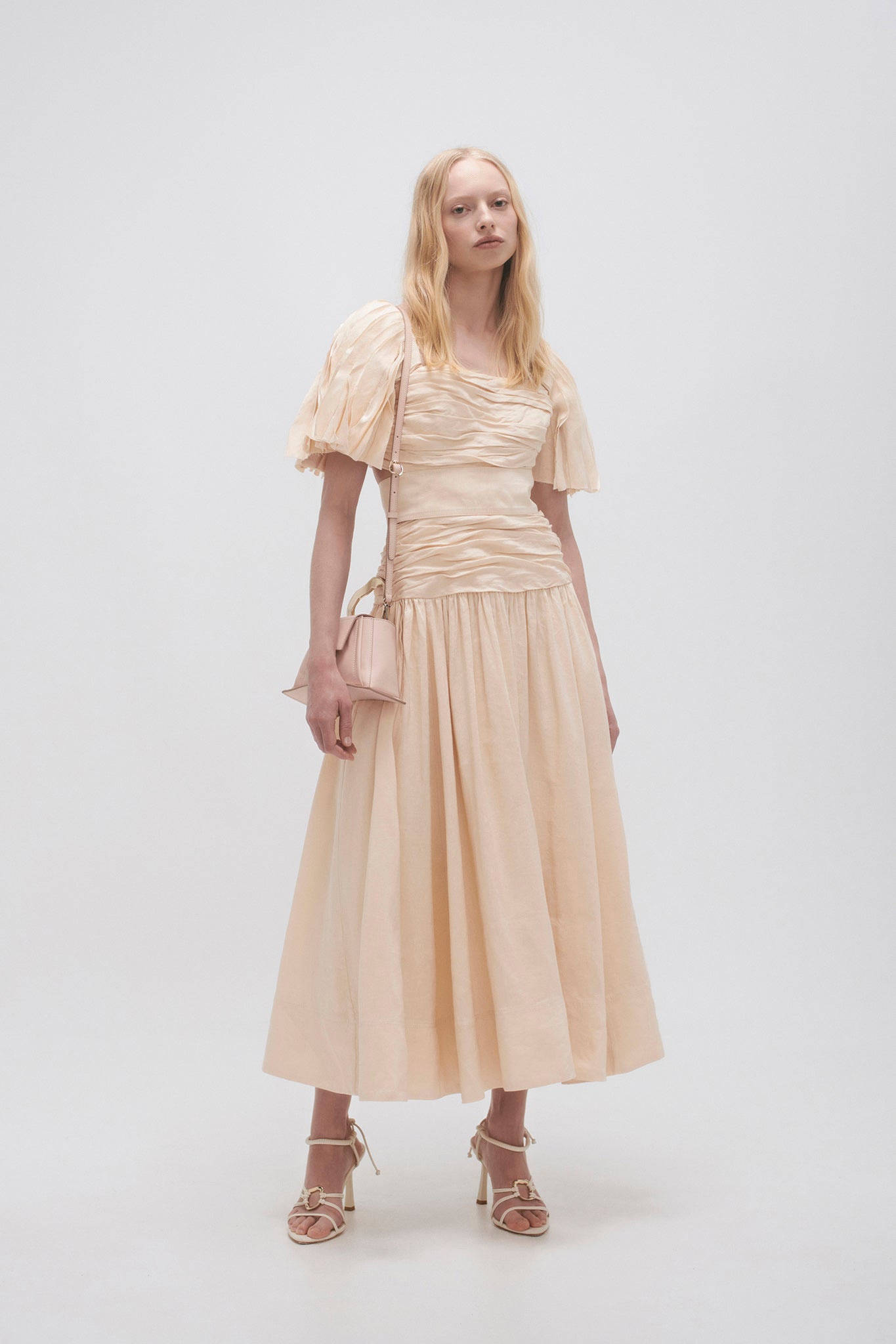 Marianne Ruched Midi Dress-COCONUT CREAM / 4