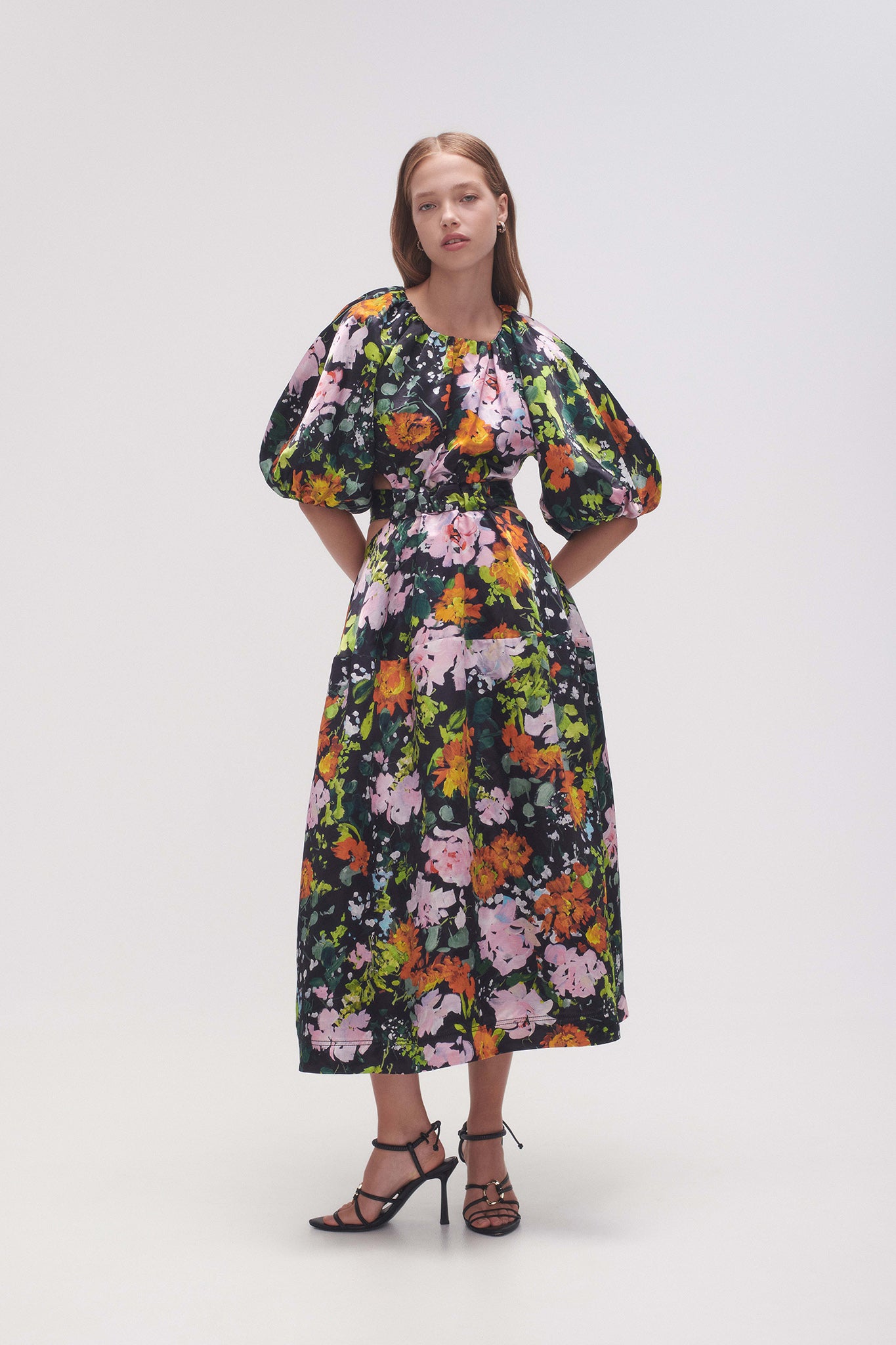 Mimosa Cutout Midi Dress-MIDNIGHT FLORAL / 4 Mimosa Cutout Midi Dress-MIDNIGHT FLORAL / 4
