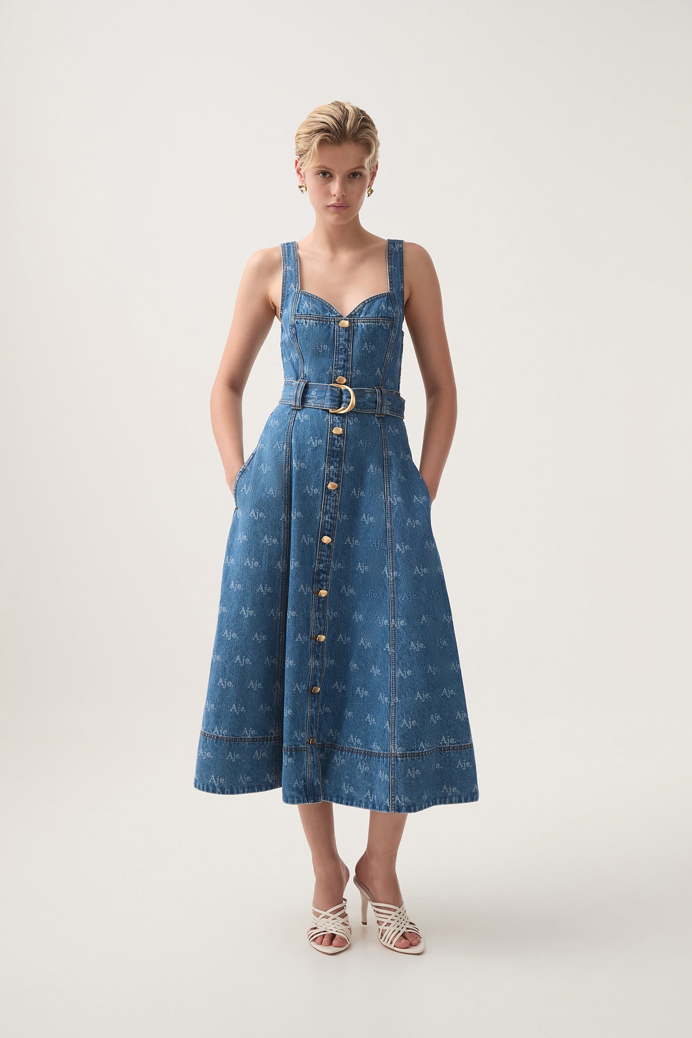 Ratio Logo Denim Midi Dress-LOGO WASH / 4 Ratio Logo Denim Midi Dress-LOGO WASH / 4