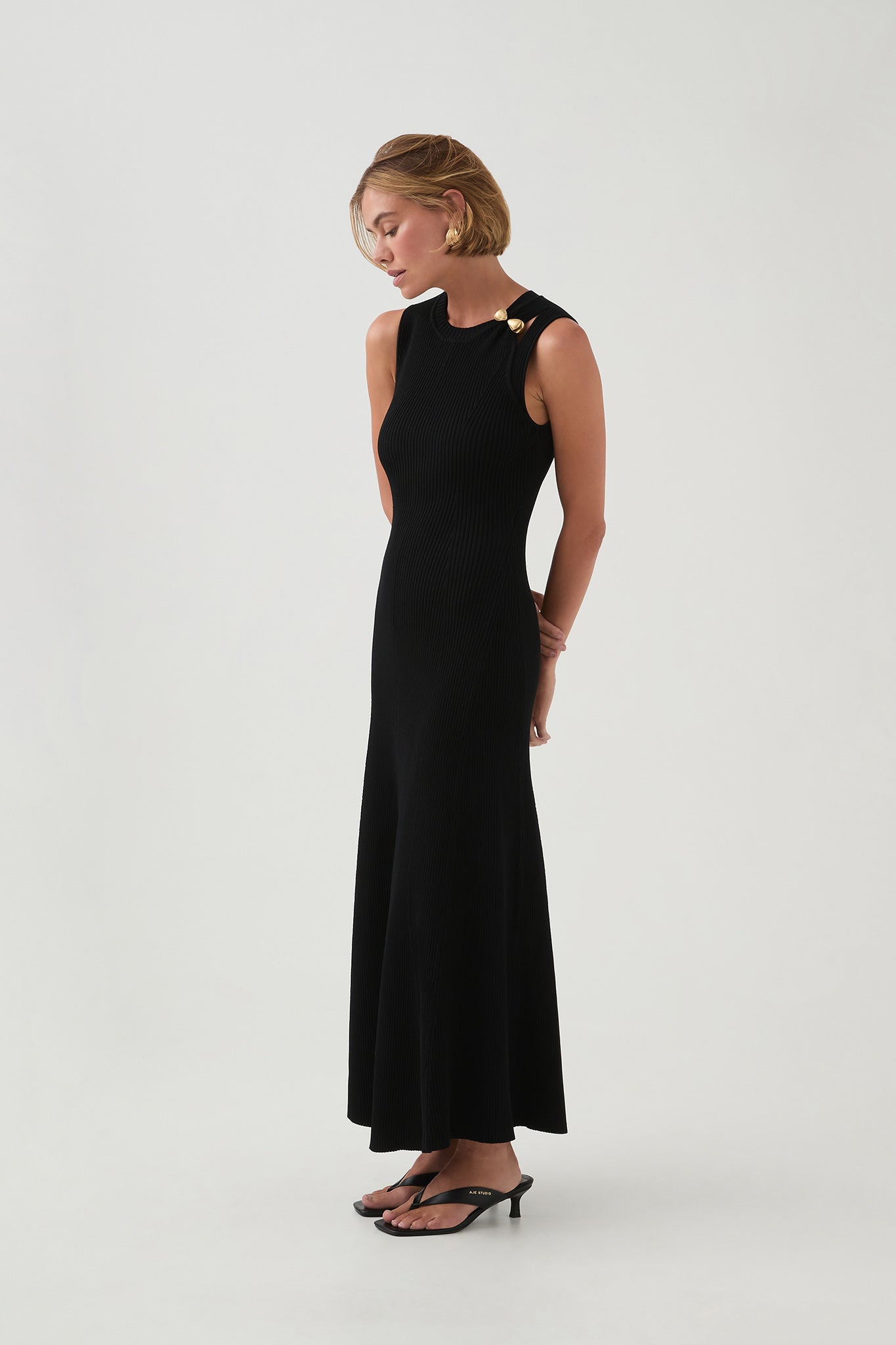 black midi dress nz Afends Rumi - Seersucker Midi Dress - Black