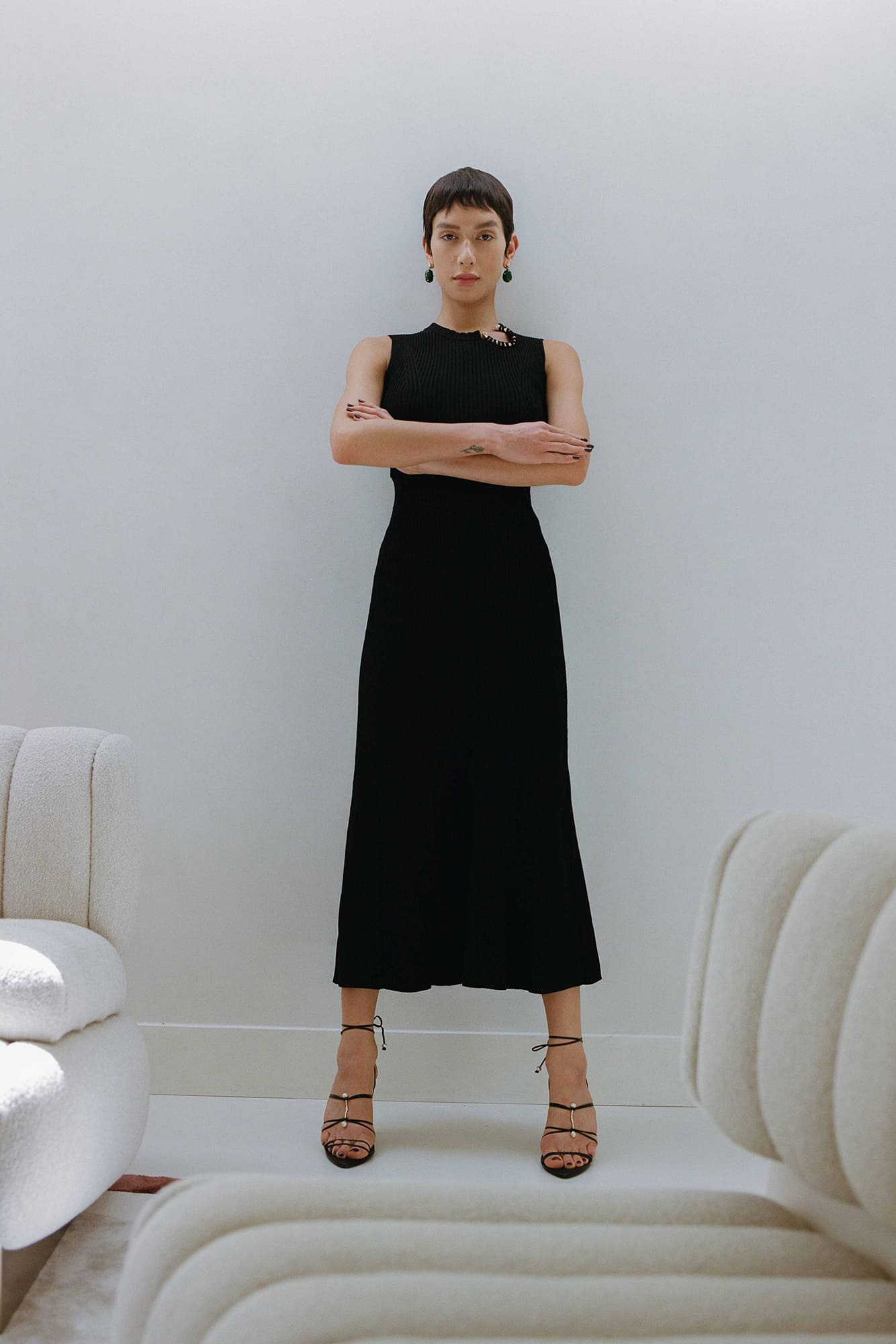 aje crescent knit midi dress Crescent Knit Midi Dress | Black