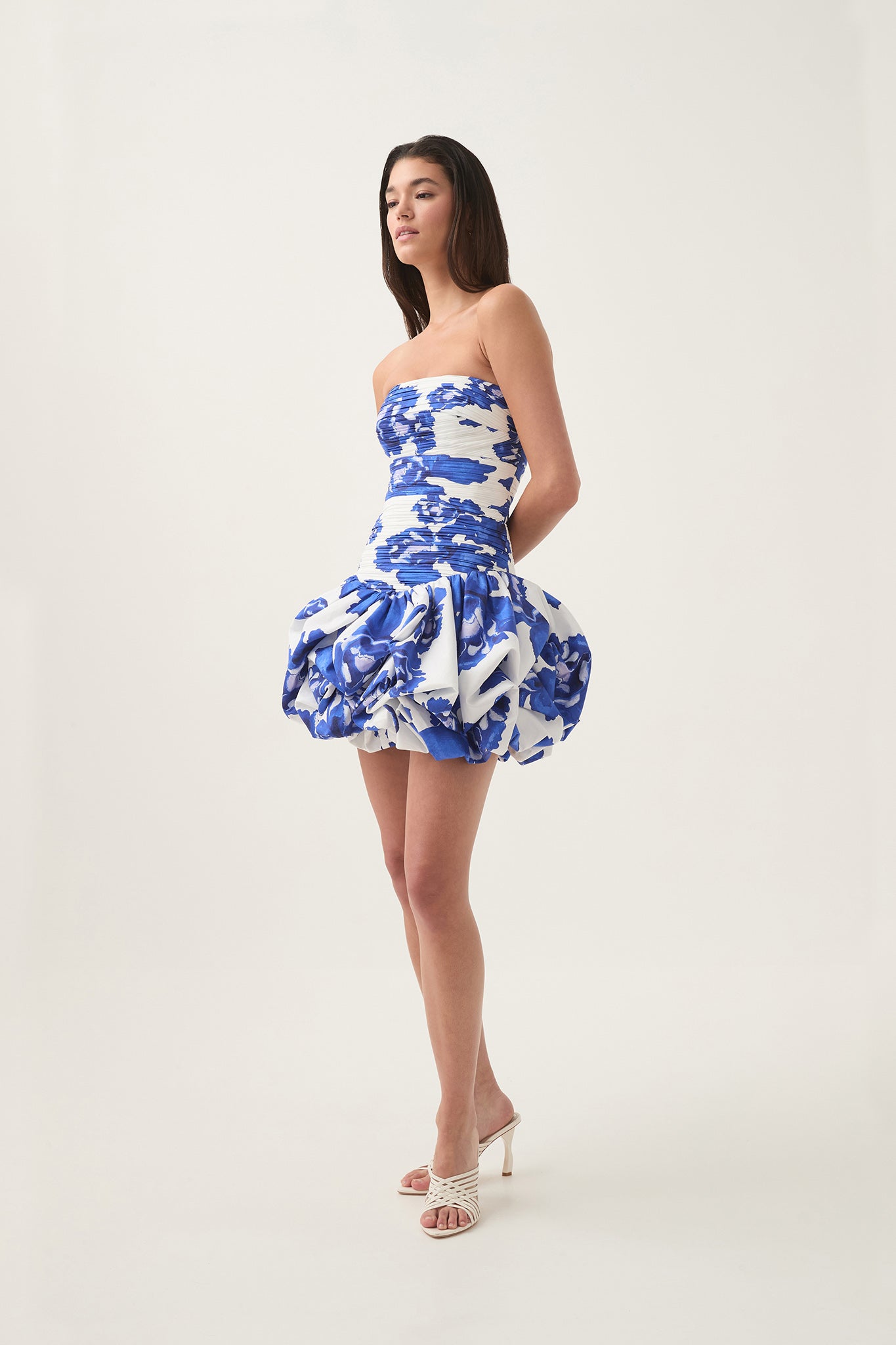 Violette Bubble Hem Mini Dress-BOLDLY BLOOMING COBALT / 16