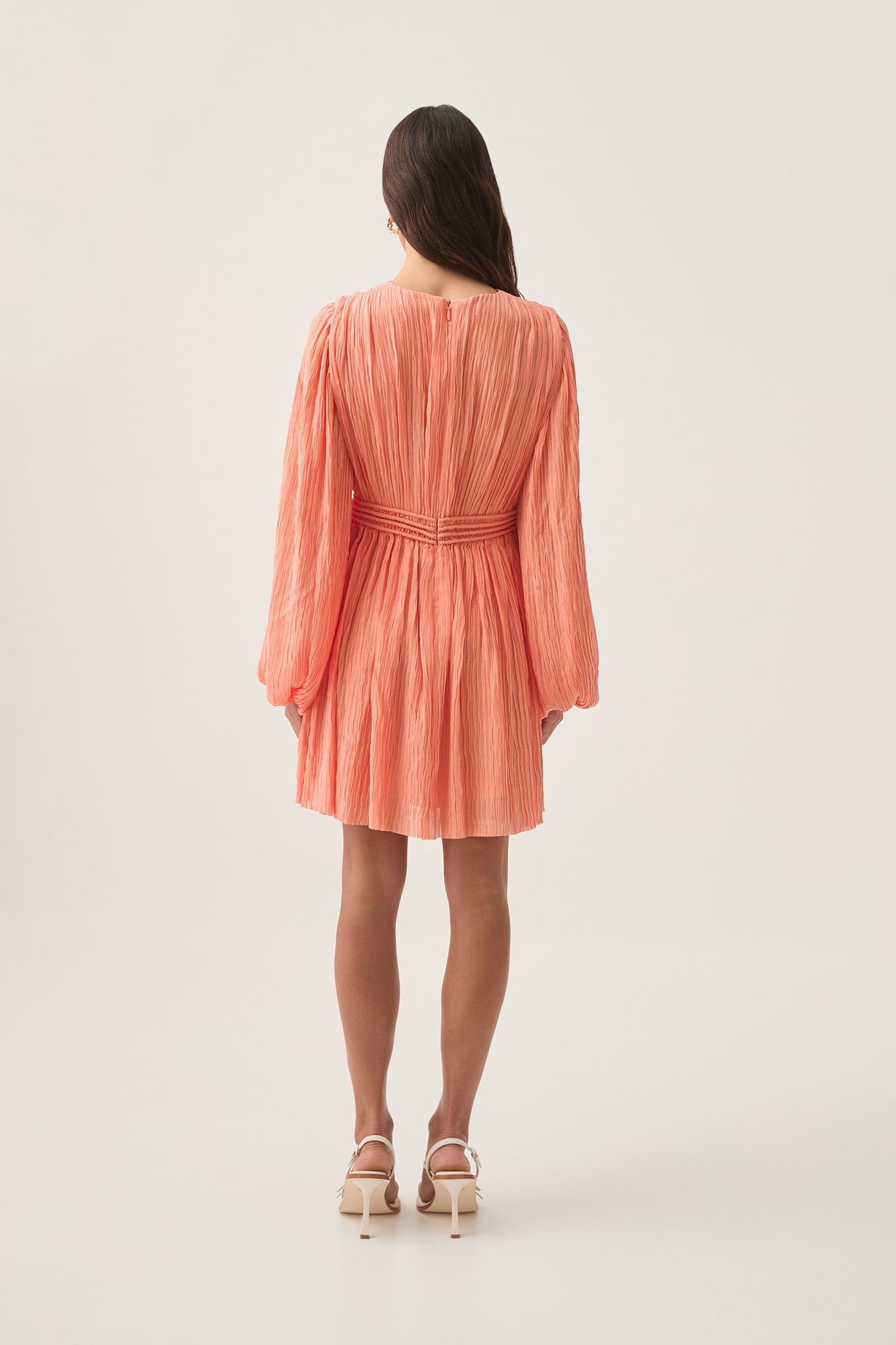 Genevieve Pleated Mini Dress | Apricot | Aje Aje NZ Genevieve Pleated Mini Dress | Apricot | Aje Aje NZ