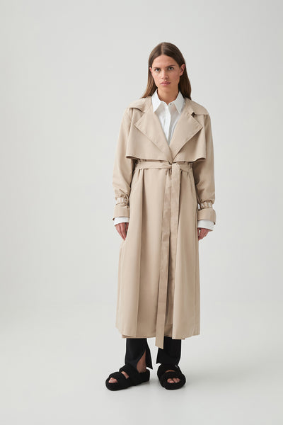 Longline Wrap Trench Coat 705 | MACADAMIA | AJE ATHLETICA – Aje NZ