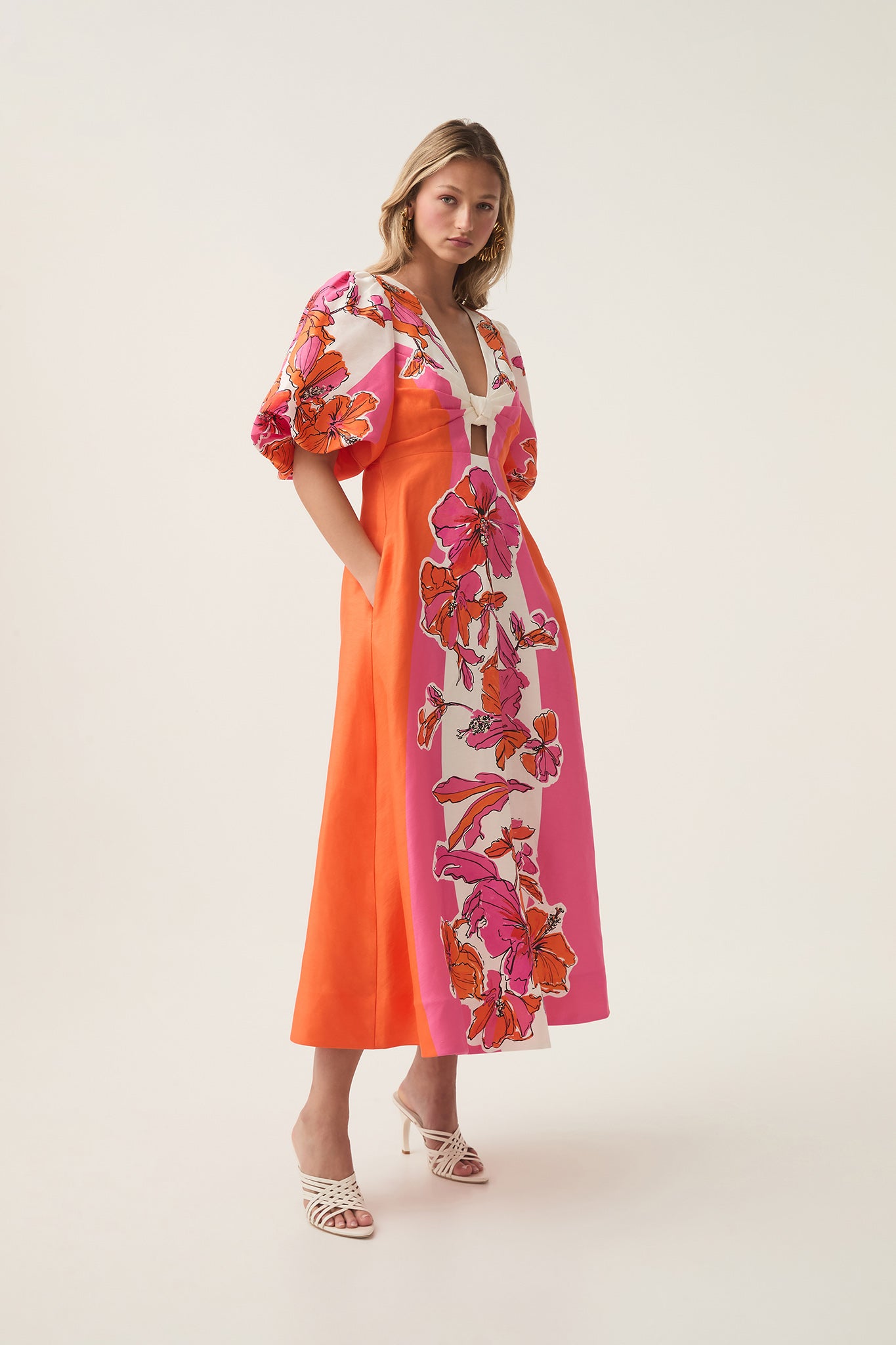 aje inflorescence midi dress Aje Inflorescence Midi Dress - Red