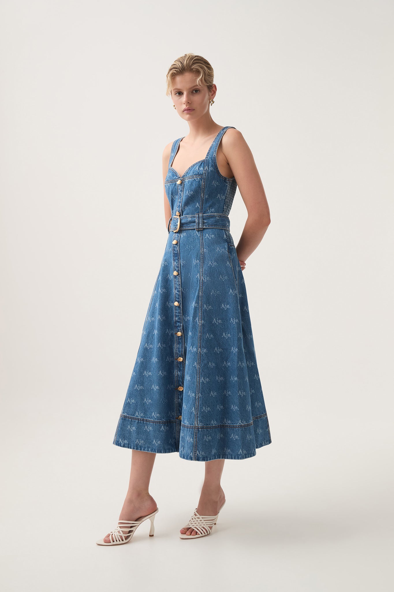 Ratio Logo Denim Midi Dress