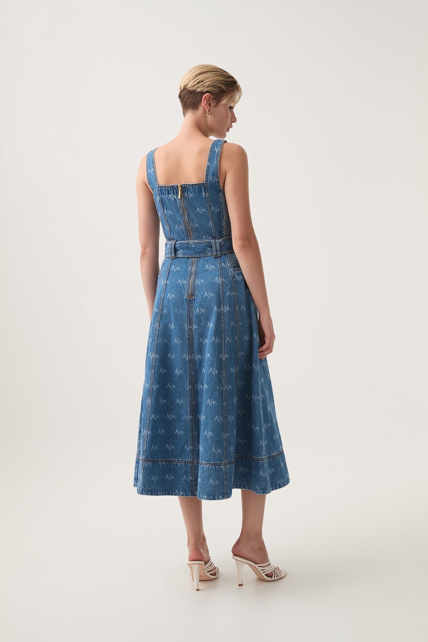 Ratio Logo Denim Midi Dress