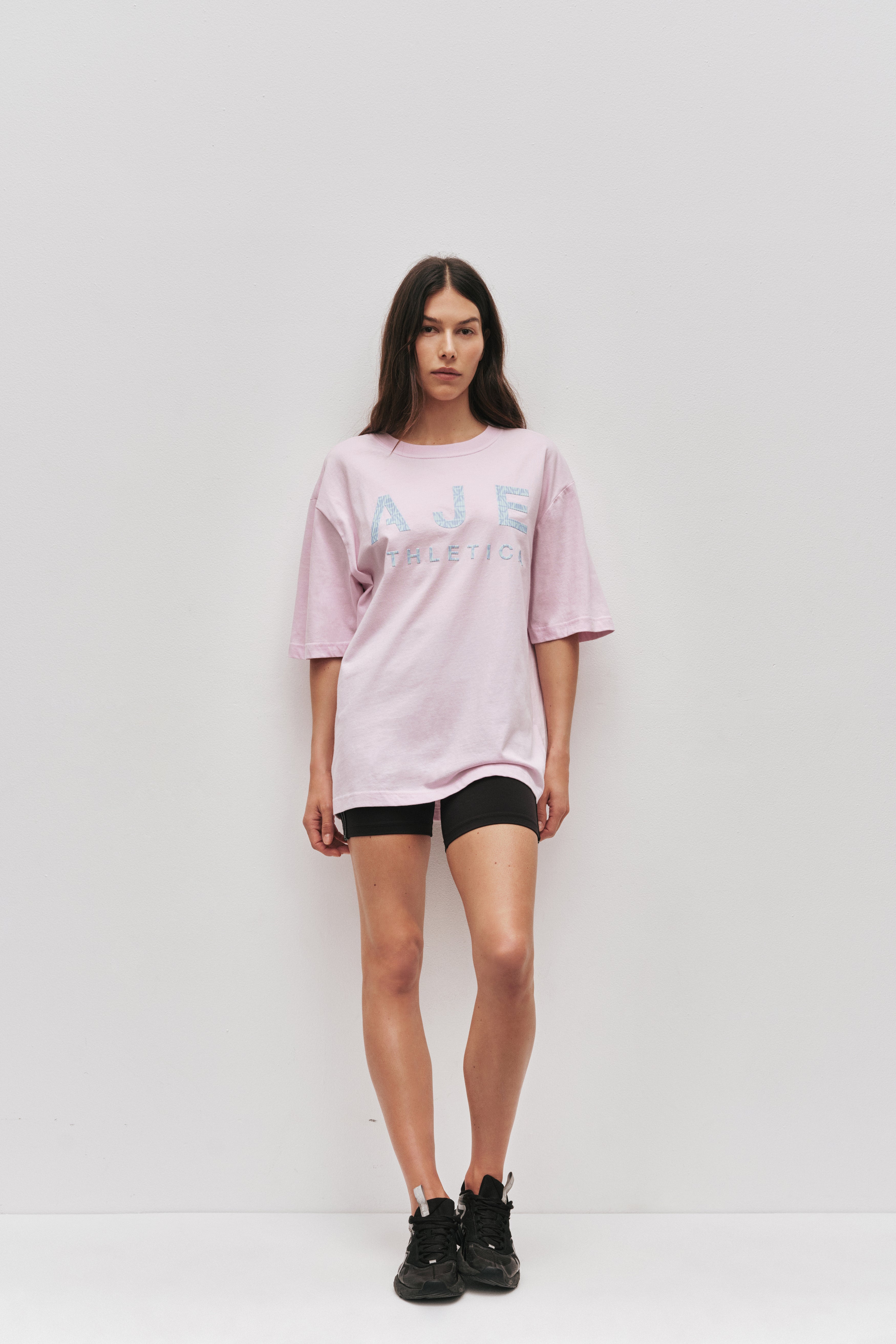 Stacked Logo Tee 102 Pastel Pink Aje Athletica Aje NZ stacked-logo-tee-102-pastel-pink-aje-athletica-aje-nz
