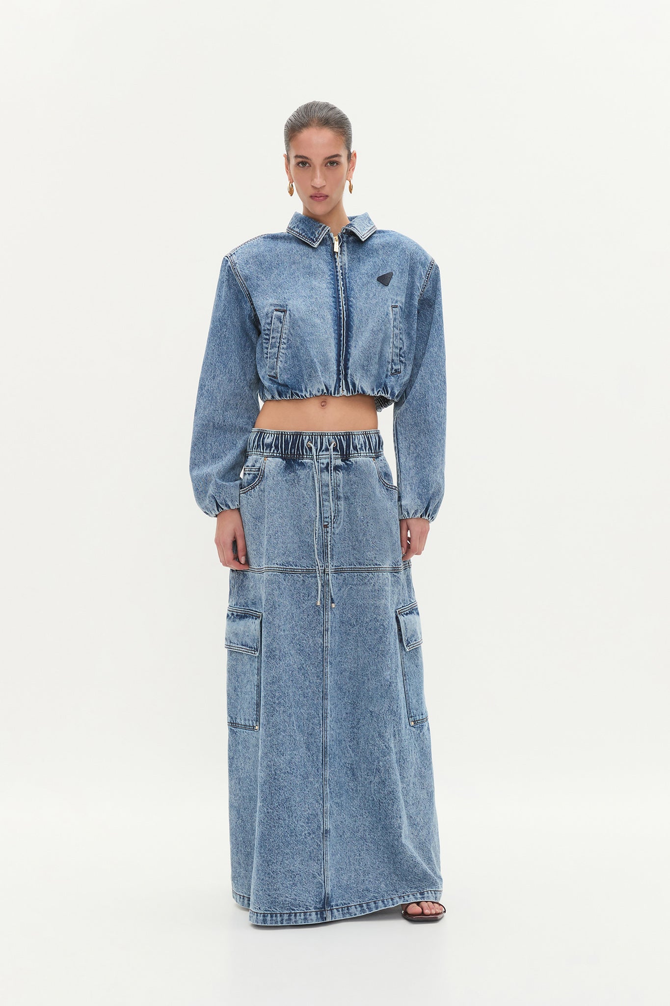 Blues Denim Cargo Bomber