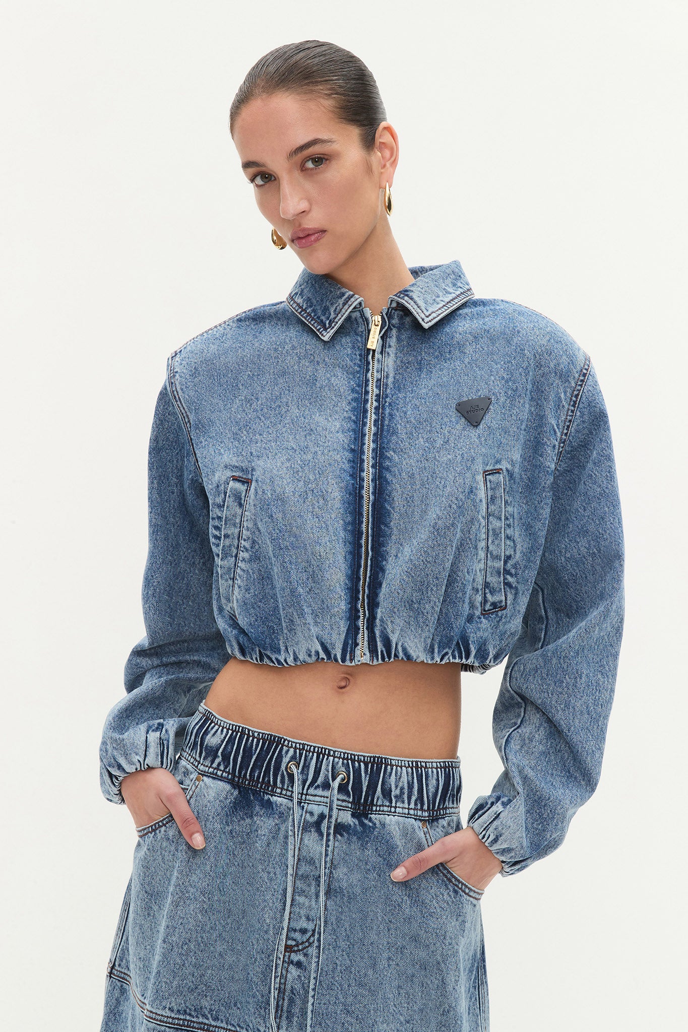 Blues Denim Cargo Bomber