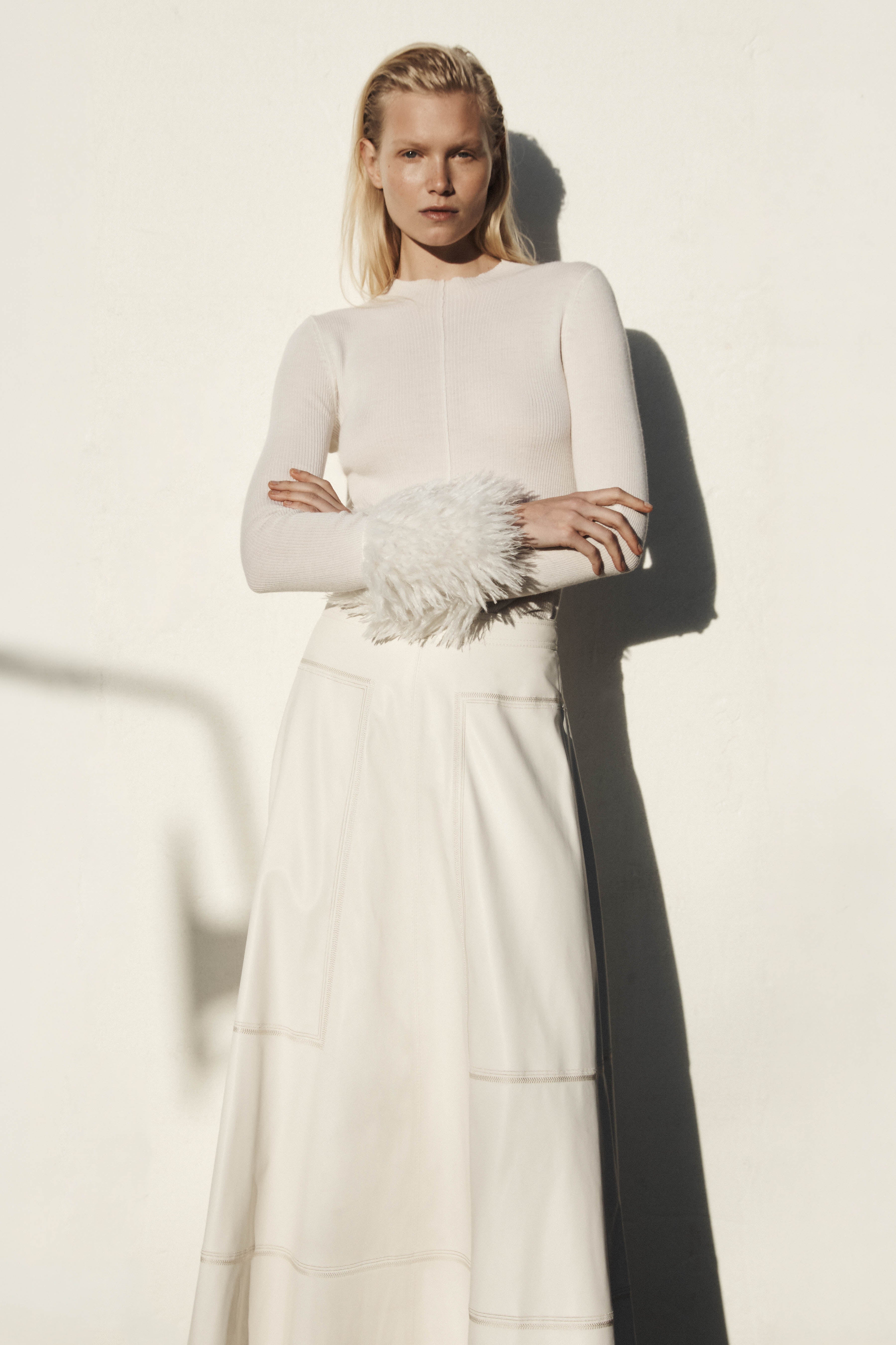 Lotus Vegan Leather Midi Skirt