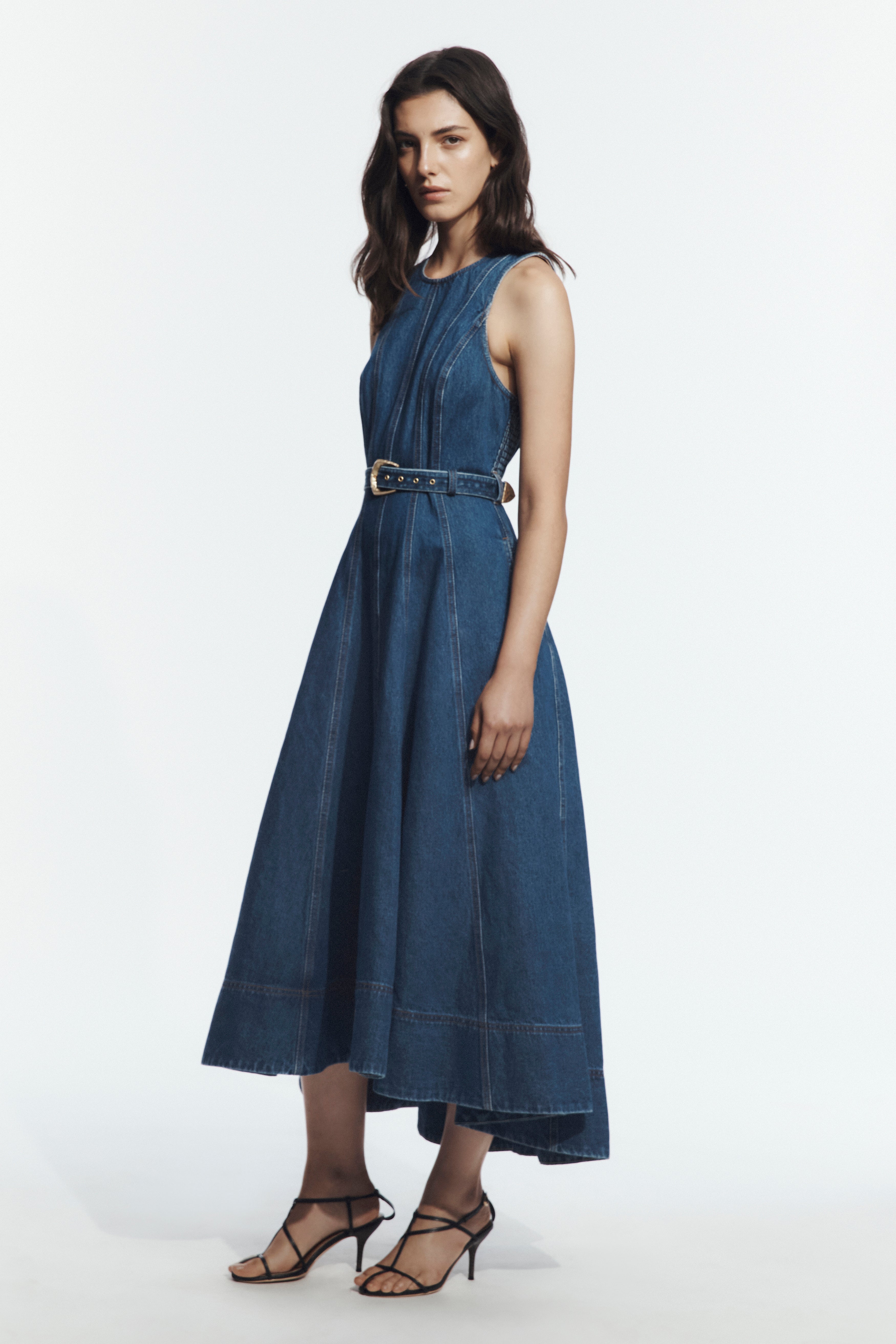 Talia Hi Lo Denim Maxi Dress