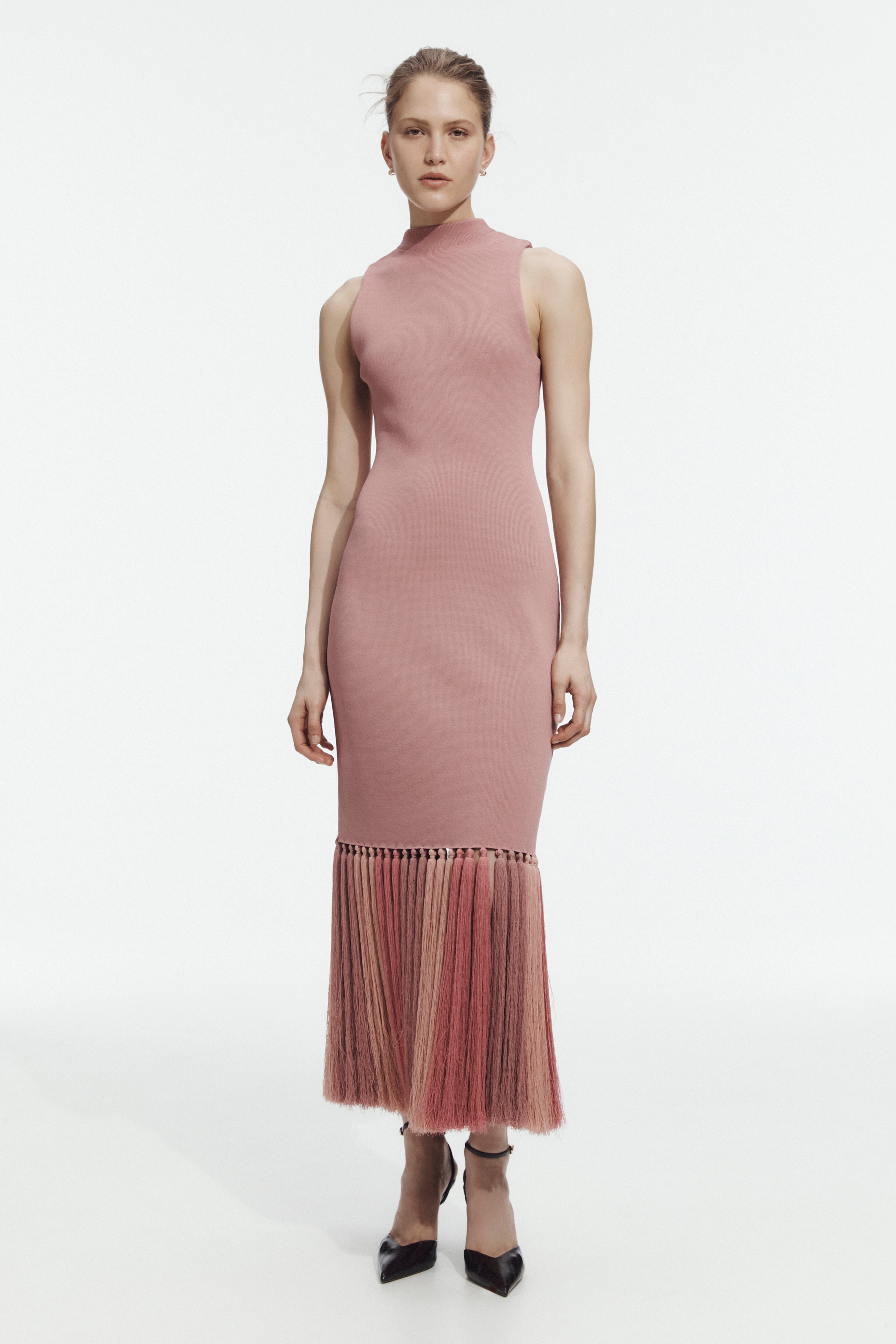 Sofina Knit Tassel Midi Dress