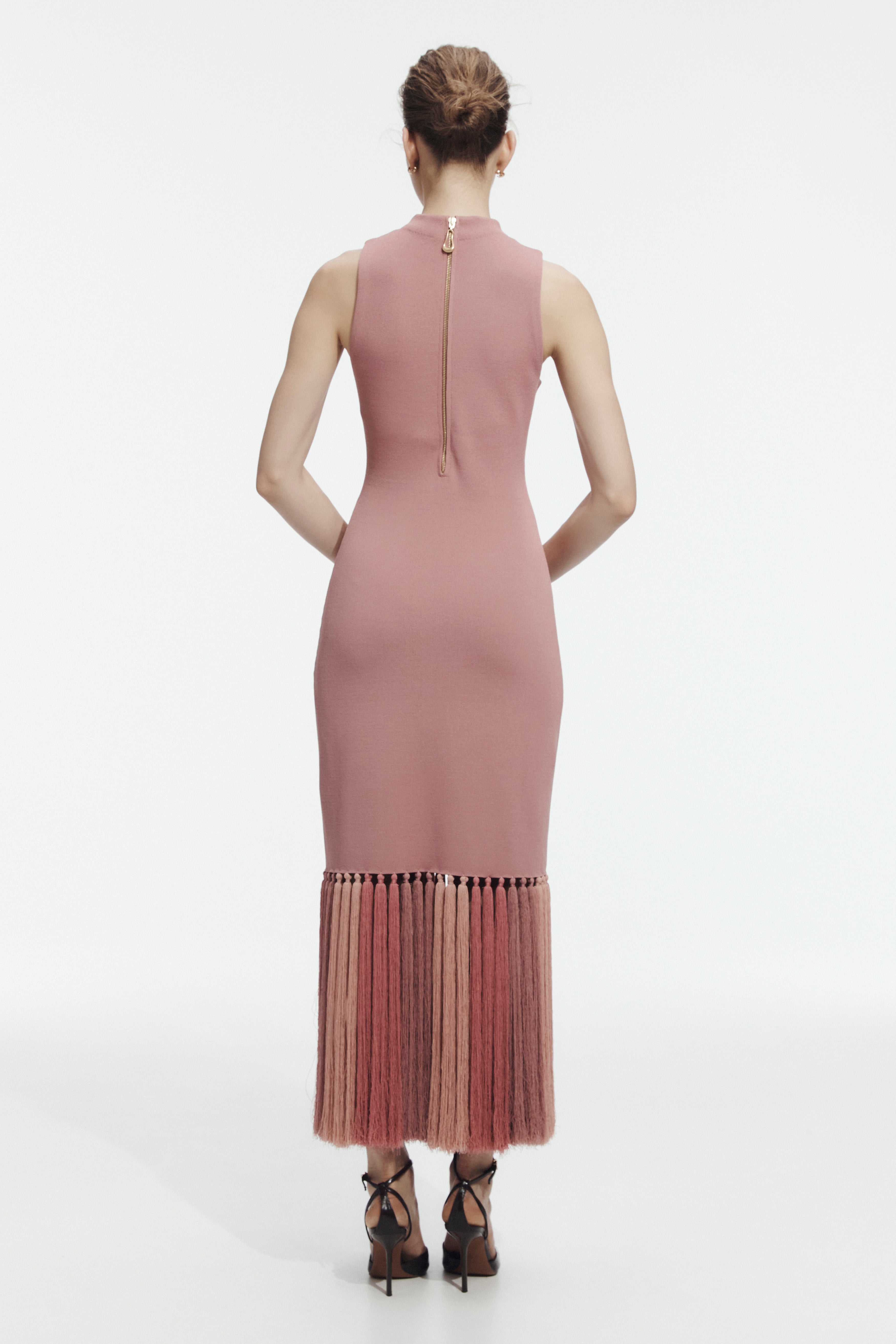 Sofina Knit Tassel Midi Dress