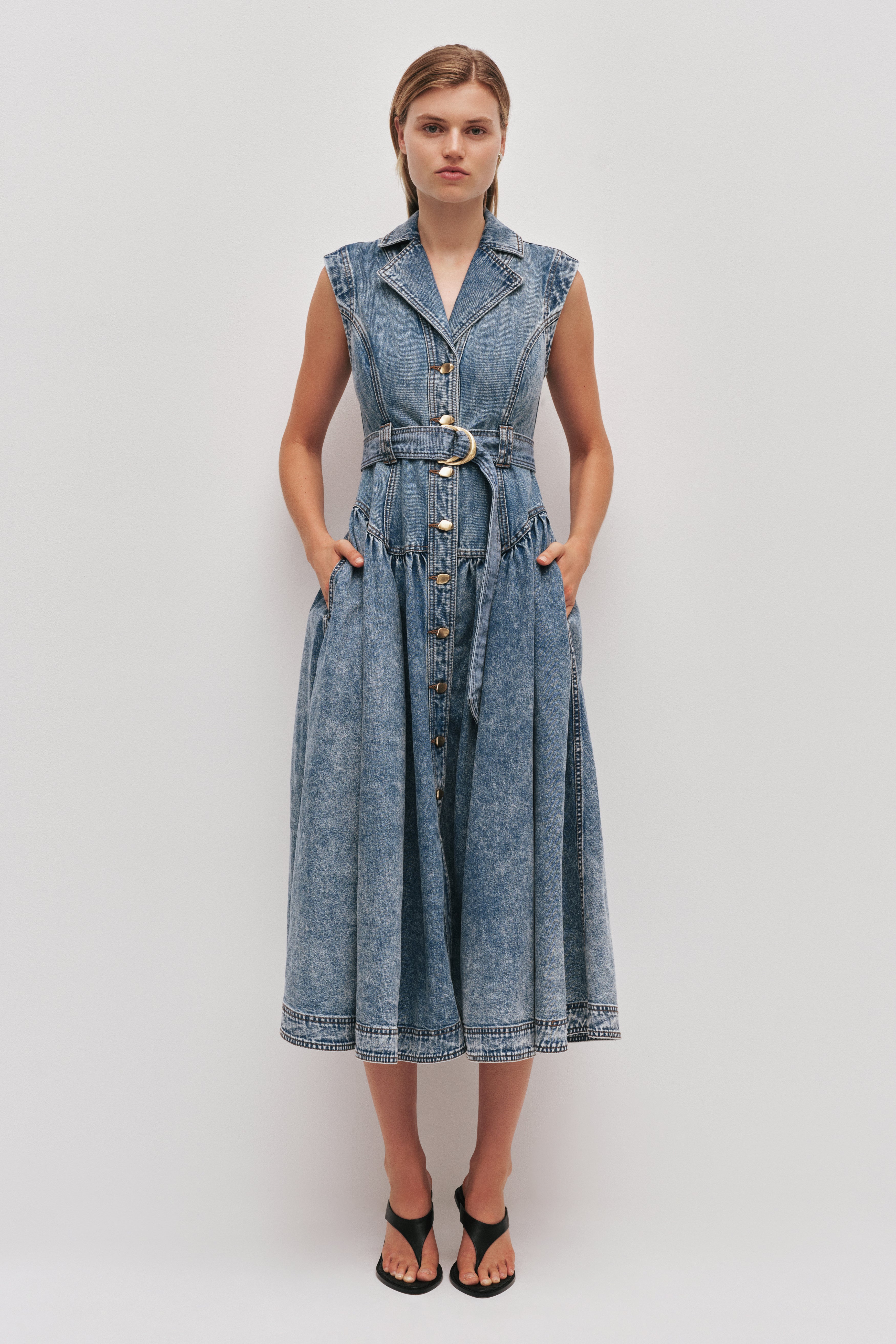 Angelina Belted Midi Dress