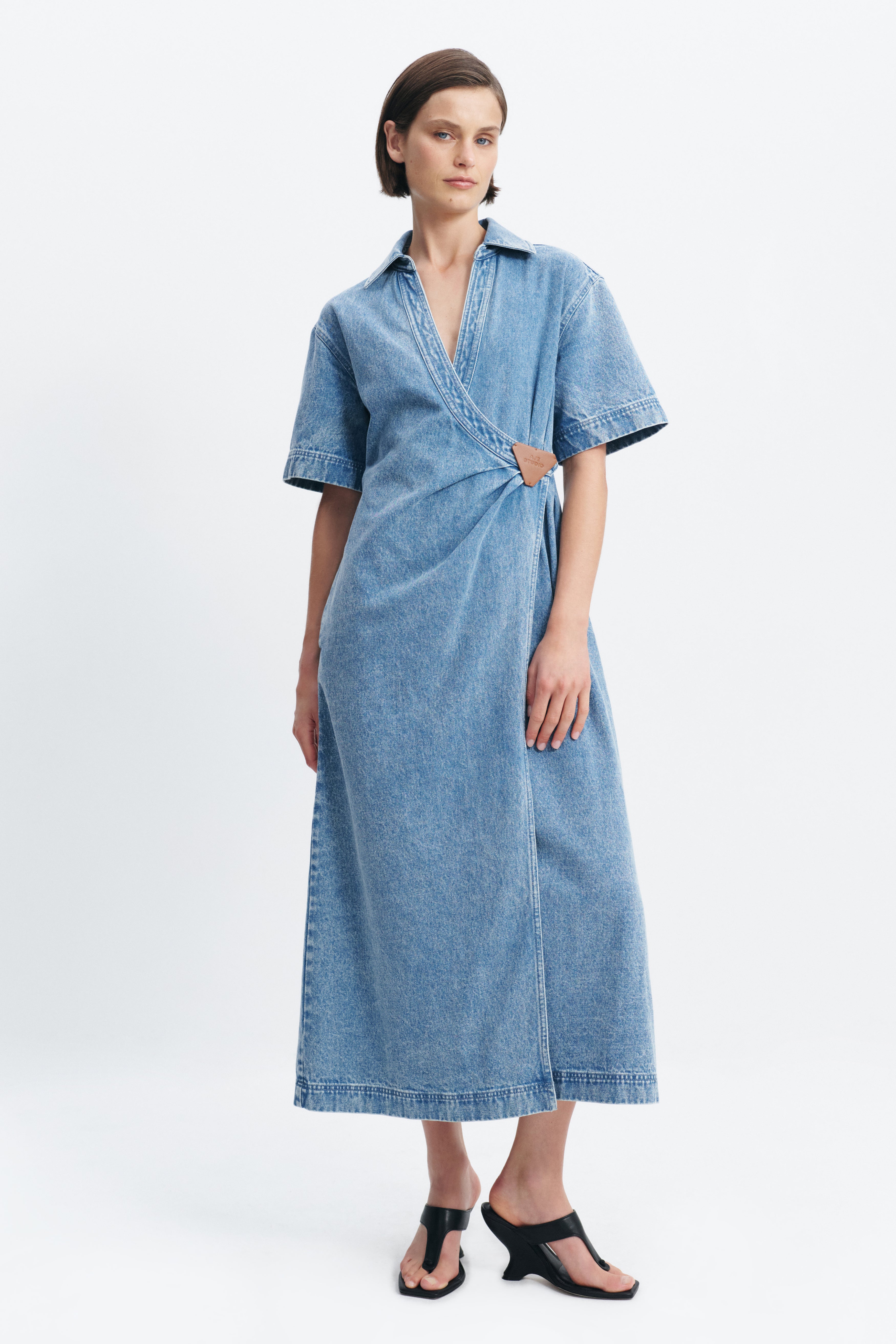 Kendall Denim Wrap Midi Dress