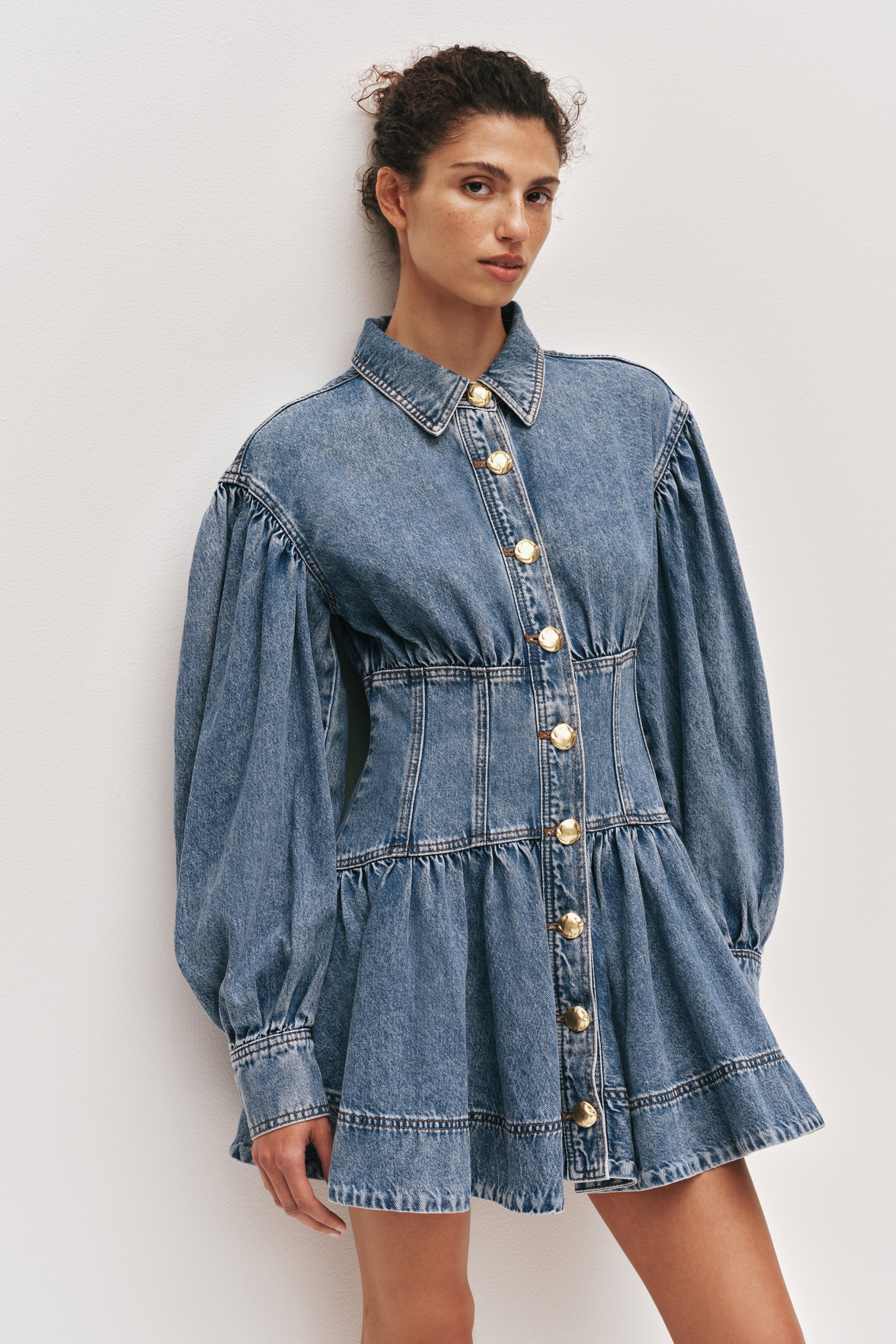 lorraine mini dress Lorraine Denim Mini Dress-COASTAL STONE WASH / 4