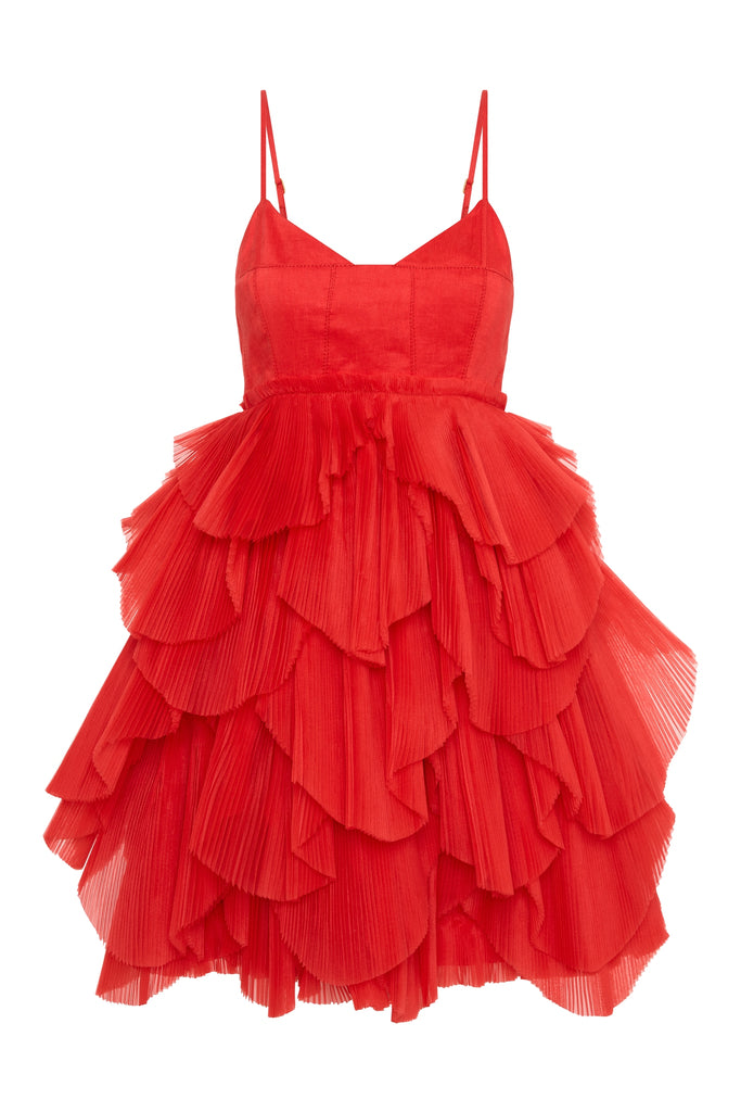 Elsie Pleat Mini Dress | Scarlet Red | Aje – Aje NZ