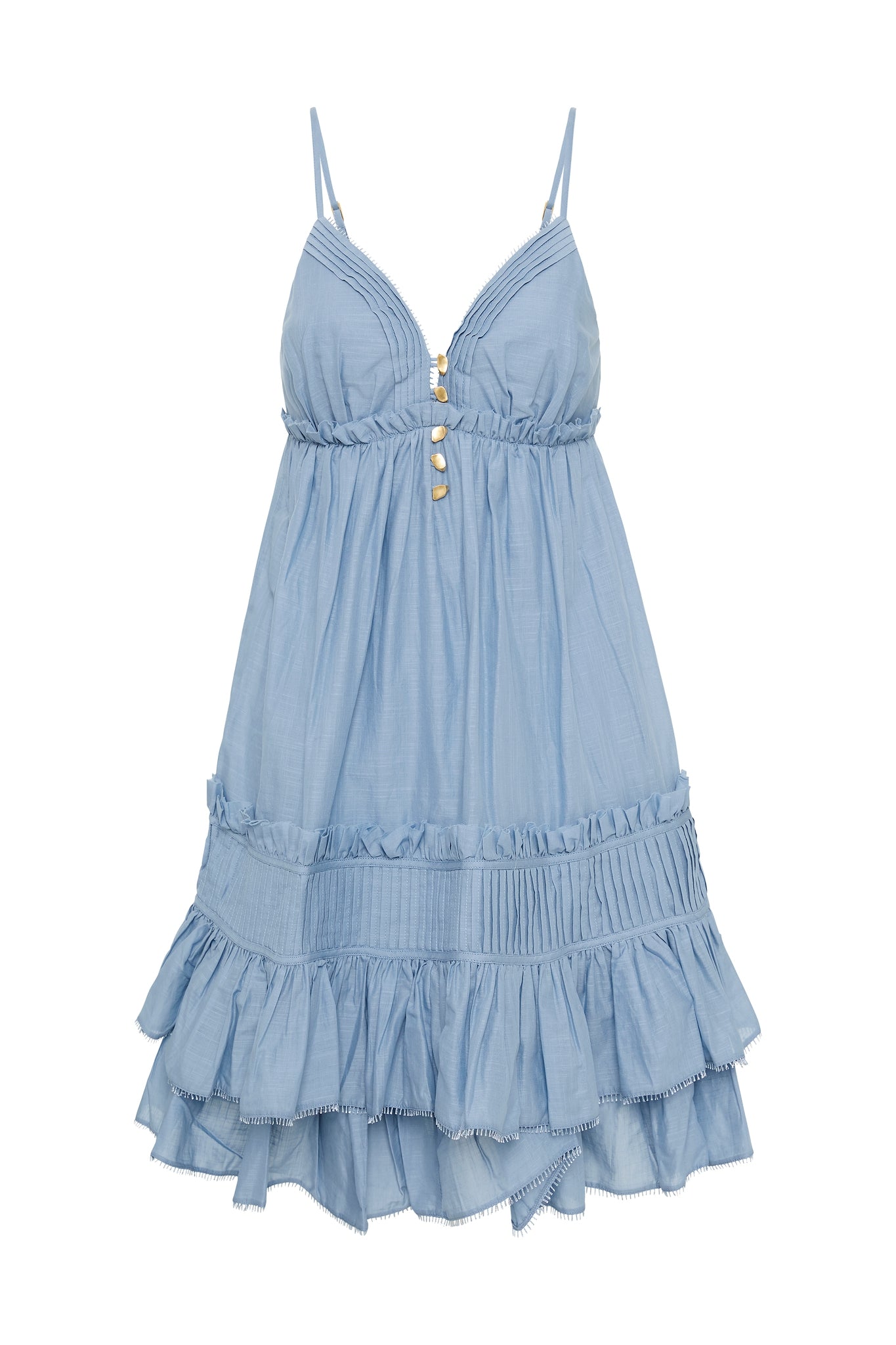 Talia Flounce Mini Dress, Steel Blue