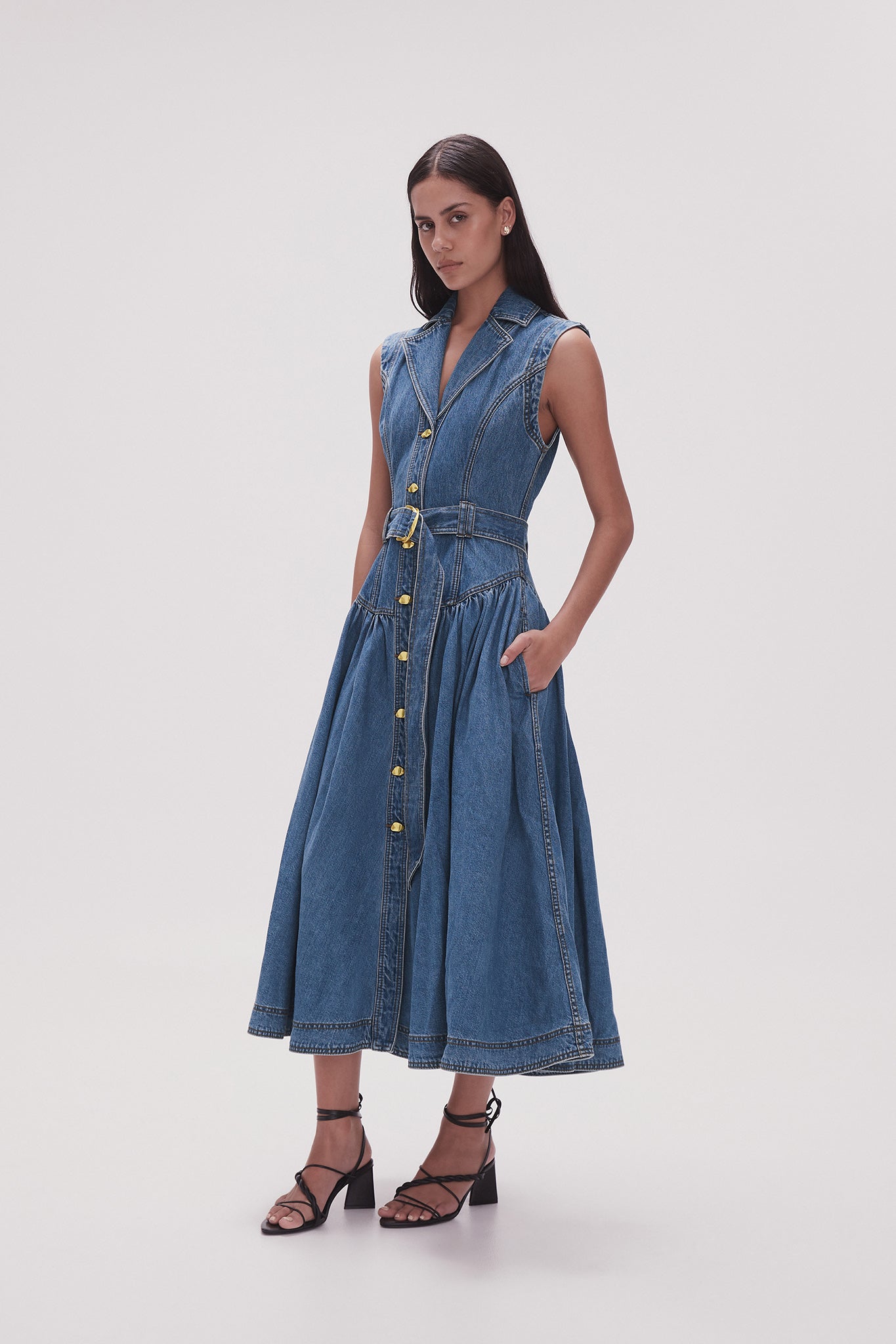 Co belted best sale denim dress