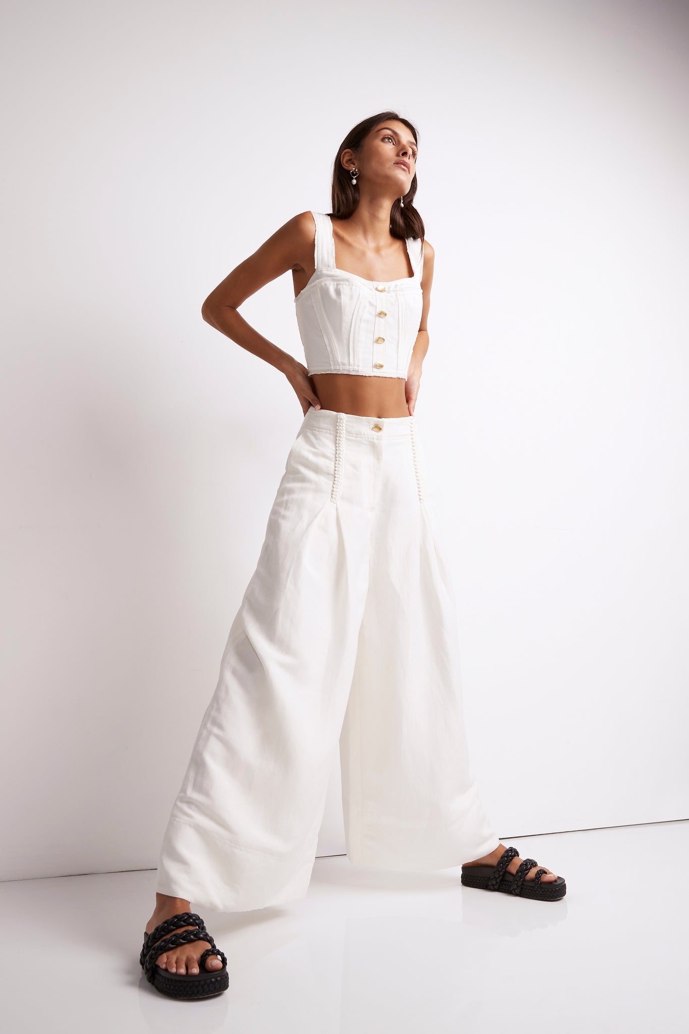 Clara Bow Strap Bustier Crop Top In Off White